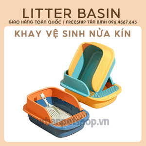Khay Vệ Sinh Nửa Kín Litter Basin - Cho Mèo Nhỏ Và Lớn