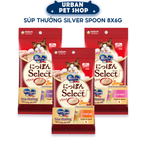 Súp Thưởng Silver Spoon Cho Mèo Cá Ngừ, Cá Ngừ Vằn, Thịt Gà 8x6g